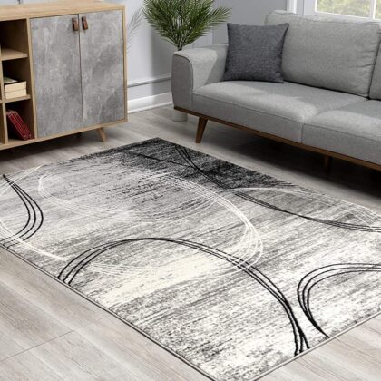 8' X 10' Gray Abstract Dhurrie Area Rug