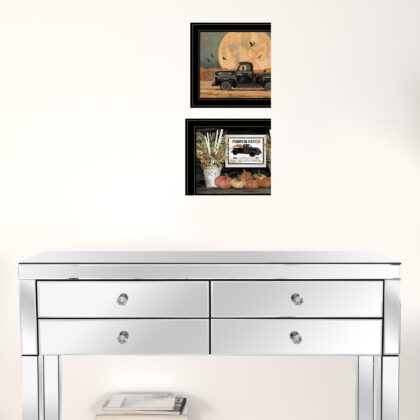 Set Of Two Harvest Moon 2 Black Framed Print Wall Art