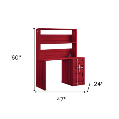 47" Red Iron Writing Desk