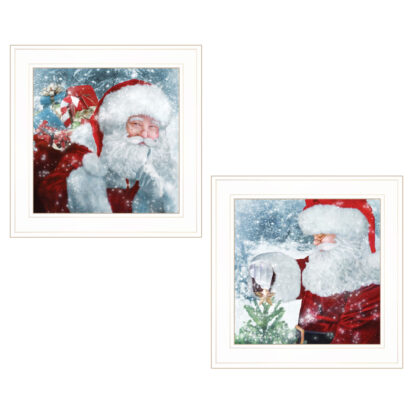 Set Of Two Santas Blessings 1 White Framed Print Wall Art