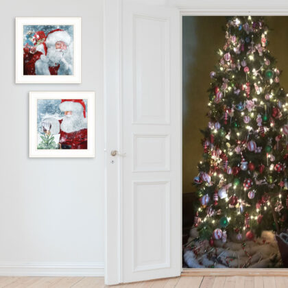 Set Of Two Santas Blessings 1 White Framed Print Wall Art