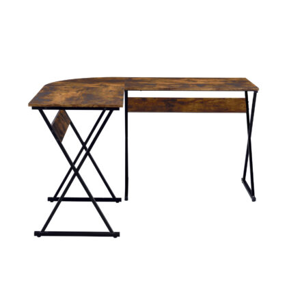 50" Brown and Black L Shape Writing Desk