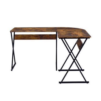 50" Brown and Black L Shape Writing Desk