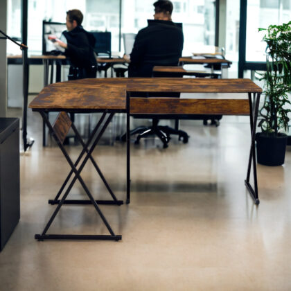 50" Brown and Black L Shape Writing Desk