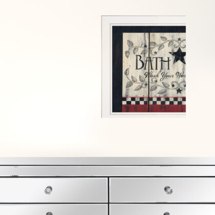 Set Of Three Hot Bath 15 White Framed Print Wall Art