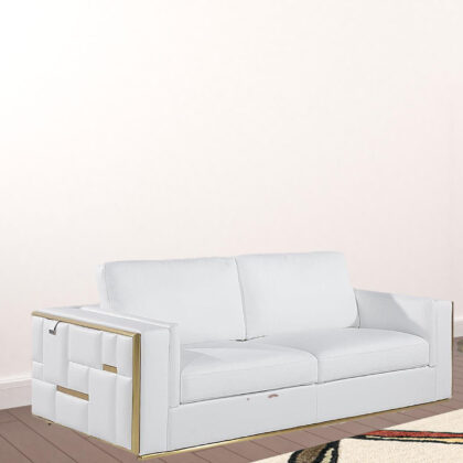 White Top Grain Leather Five Person Seating Set