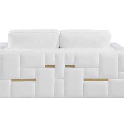 White Top Grain Leather Five Person Seating Set