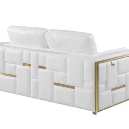 White Top Grain Leather Five Person Seating Set