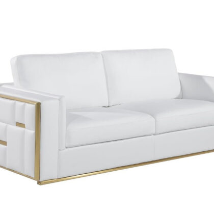 White Top Grain Leather Five Person Seating Set