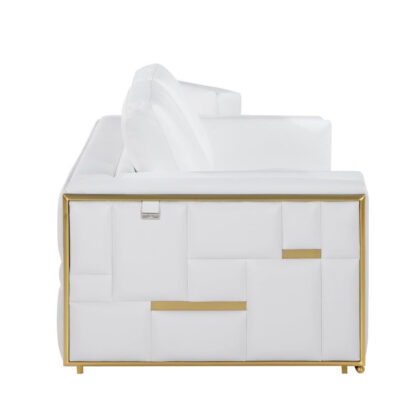 White Top Grain Leather Five Person Seating Set