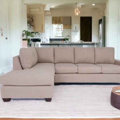 Tan Polyester Blend L Shaped Two Piece Sectional
