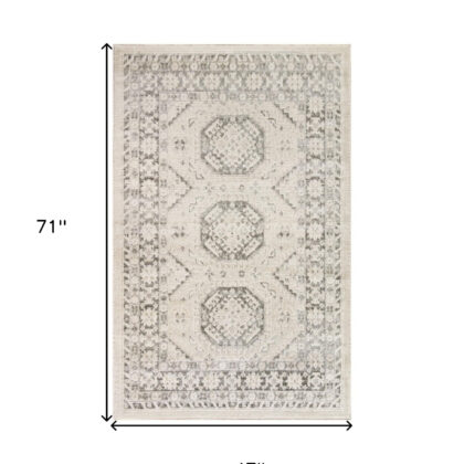 4' x 6' Gray Geometric Distressed Area Rug