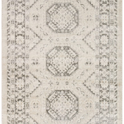 4' x 6' Gray Geometric Distressed Area Rug