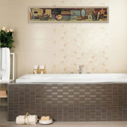 Country Bath Shelf 5 Brown Framed Print Wall Art