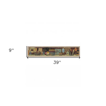 Country Bath Shelf 5 Brown Framed Print Wall Art