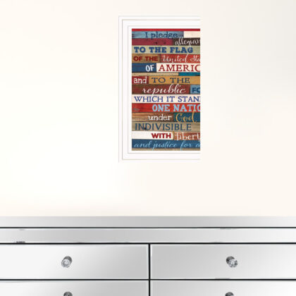 Red White and Blue Pledge Of Allegiance White Framed Print Wall Art