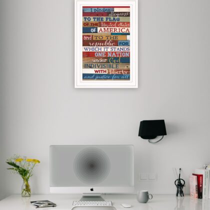 Red White and Blue Pledge Of Allegiance White Framed Print Wall Art