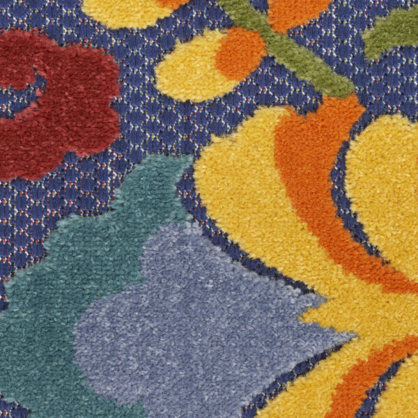5' X 7' Blue Yellow and Green Indoor Outdoor Area Rug