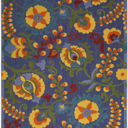 5' X 7' Blue Yellow and Green Indoor Outdoor Area Rug