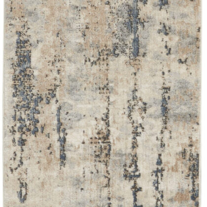 10' Beige and Ivory Abstract Power Loom Runner Rug