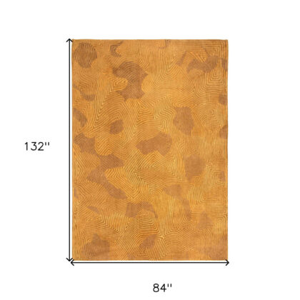8' x 11' Yellow Abstract Non Skid Area Rug