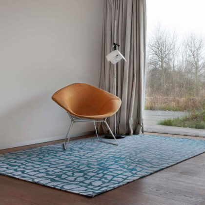 9' X 13' Blue and Gray Abstract Non Skid Area Rug