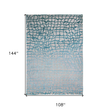 9' X 13' Blue and Gray Abstract Non Skid Area Rug
