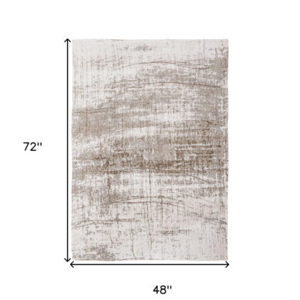 5' x 7' Gray and Beige Abstract Non Skid Area Rug