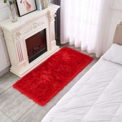4' x 6' Red Shag Sheepskin Washable Area Rug
