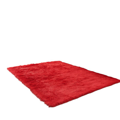 4' x 6' Red Shag Sheepskin Washable Area Rug