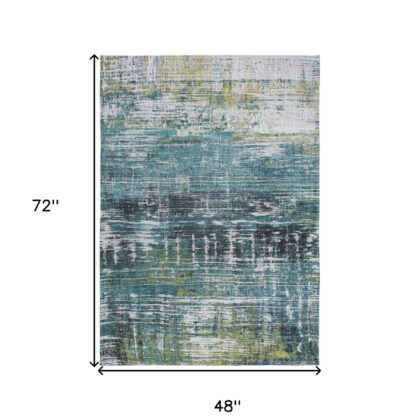 5' x 7' Blue and Green Abstract Non Skid Area Rug