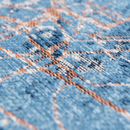 8' Blue and Black Round Abstract Non Skid Area Rug