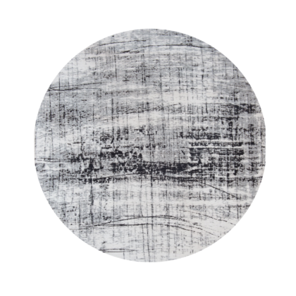 8' Black and White Round Abstract Non Skid Area Rug