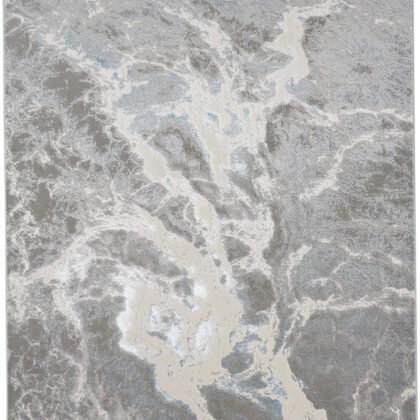 2' x 3' Gray and Ivory Abstract Power Loom Area Rug