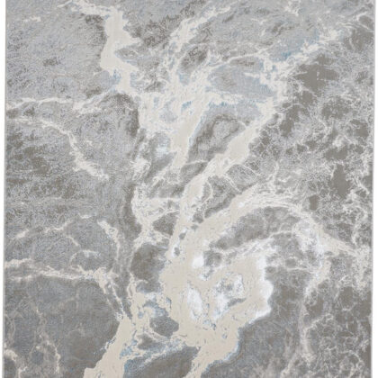 2' x 3' Gray and Ivory Abstract Power Loom Area Rug
