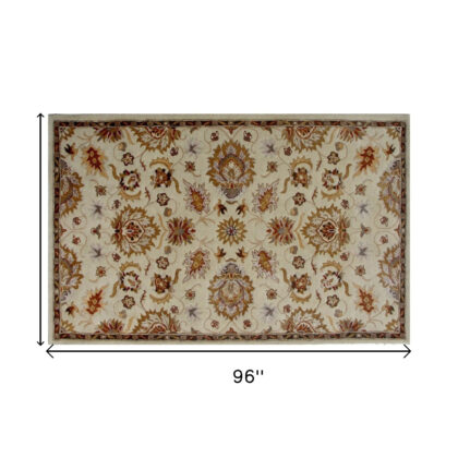5' x 8' Cream Oriental Hand Tufted Non Skid Area Rug