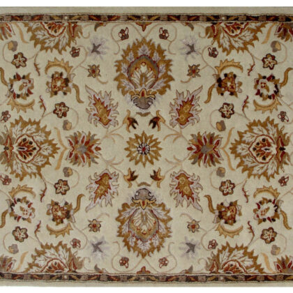 5' x 8' Cream Oriental Hand Tufted Non Skid Area Rug
