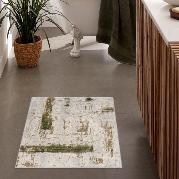 3' X 5' Green Abstract Dhurrie Area Rug