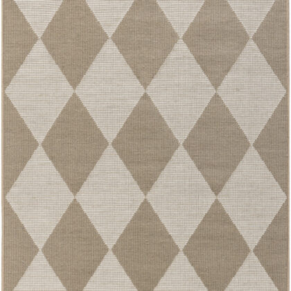 4' x 6' Natural and Ivory Geometric Power Loom Washable Non Skid Area Rug