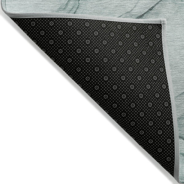 9' X 12' Teal Abstract Washable Non Skid Indoor Outdoor Area Rug