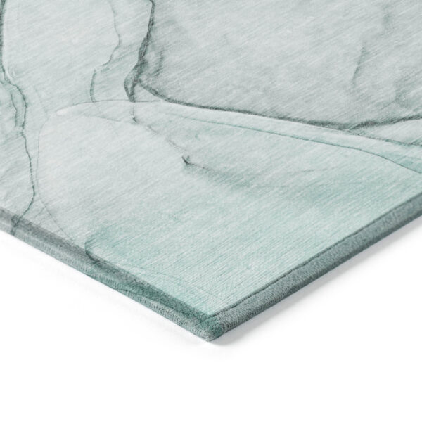 9' X 12' Teal Abstract Washable Non Skid Indoor Outdoor Area Rug