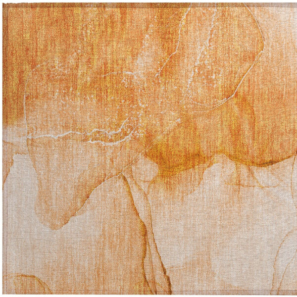 2' X 3' Orange Abstract Washable Non Skid Indoor Outdoor Area Rug