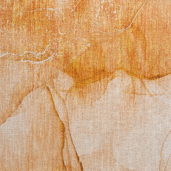 2' X 3' Orange Abstract Washable Non Skid Indoor Outdoor Area Rug