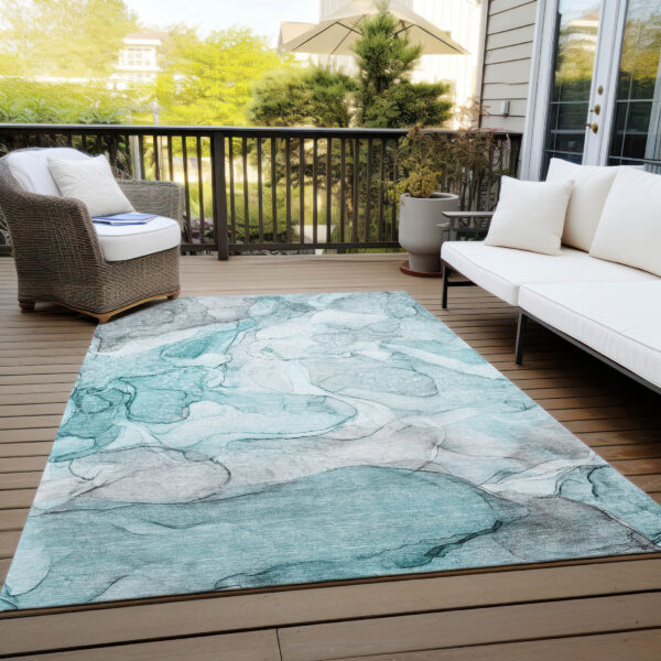 10' X 14' Gray and Ivory Abstract Washable Non Skid Indoor Outdoor Area Rug