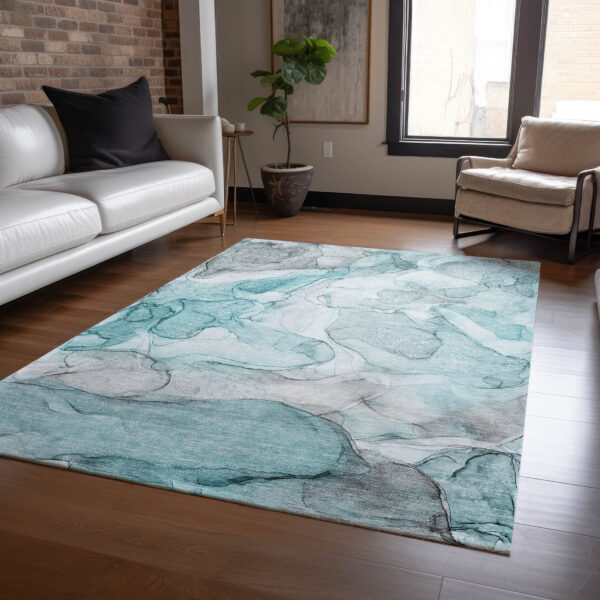 10' X 14' Gray and Ivory Abstract Washable Non Skid Indoor Outdoor Area Rug
