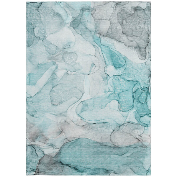 10' X 14' Gray and Ivory Abstract Washable Non Skid Indoor Outdoor Area Rug