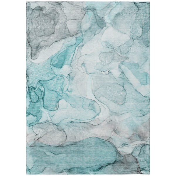 10' X 14' Gray and Ivory Abstract Washable Non Skid Indoor Outdoor Area Rug
