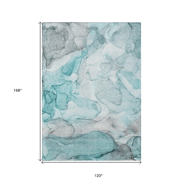 10' X 14' Gray and Ivory Abstract Washable Non Skid Indoor Outdoor Area Rug