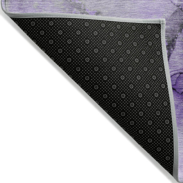 5' X 8' Purple and Ivory Abstract Washable Non Skid Indoor Outdoor Area Rug