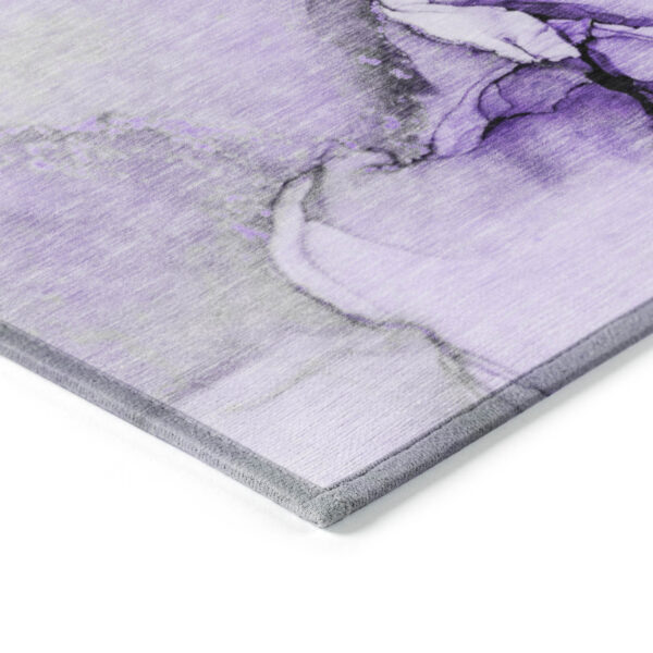 5' X 8' Purple and Ivory Abstract Washable Non Skid Indoor Outdoor Area Rug